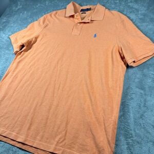Ralph Lauren Polo Shirt Men's XL Orange Blue Pony Cotton Preppy